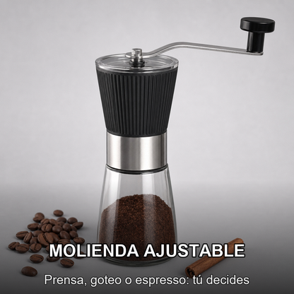 molino de café manual en vidrio