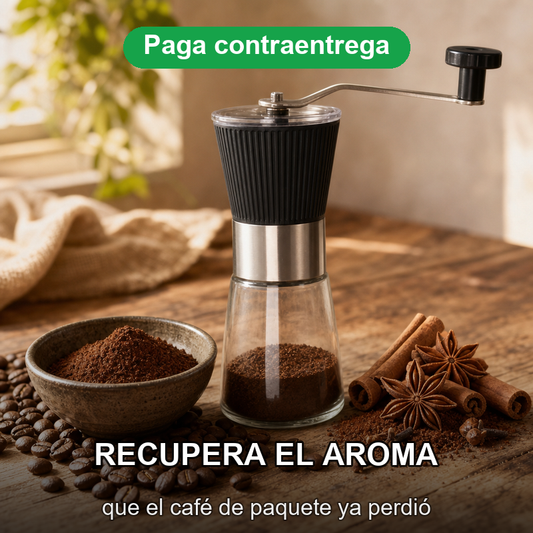 molino de café manual en vidrio